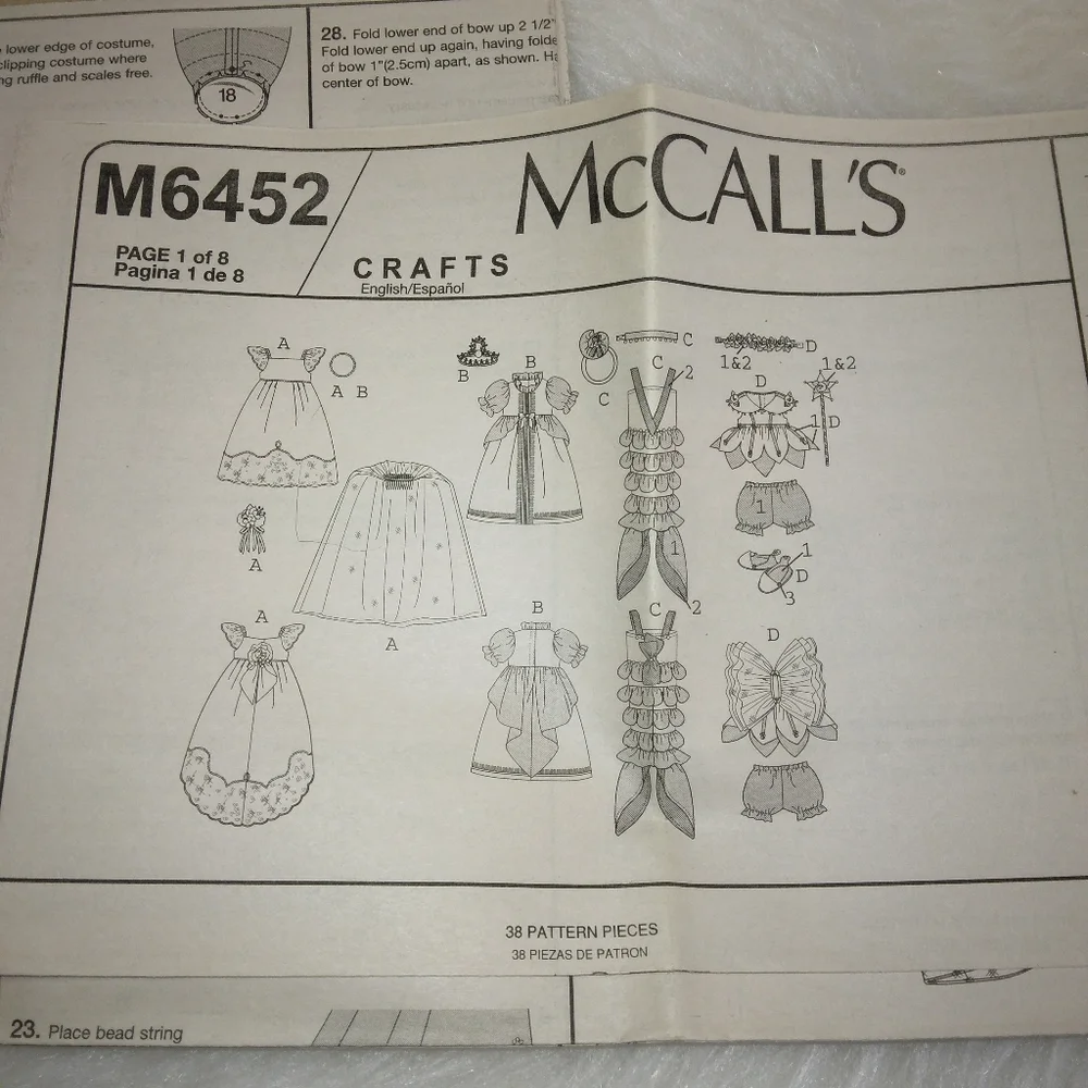 McCall's M6452 Costumes for American Girl Doll Princess Fairy Mermaid Br…